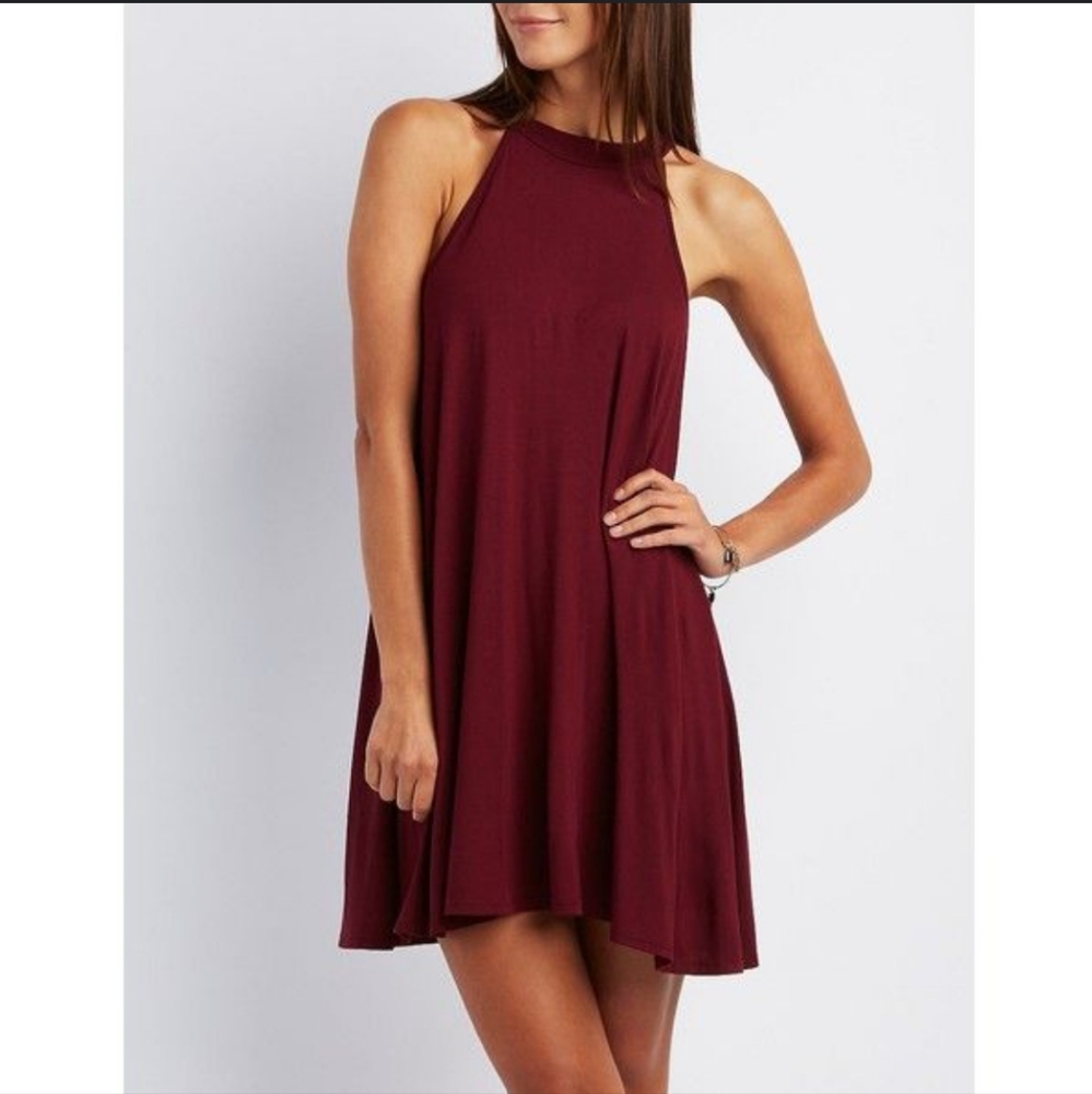 Lush Burgundy Swing Dress
